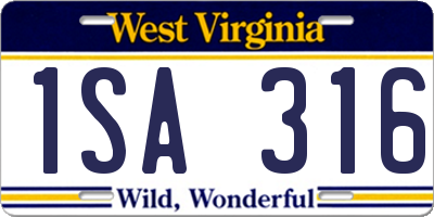 WV license plate 1SA316
