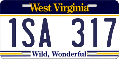WV license plate 1SA317