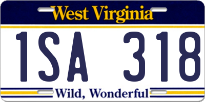 WV license plate 1SA318