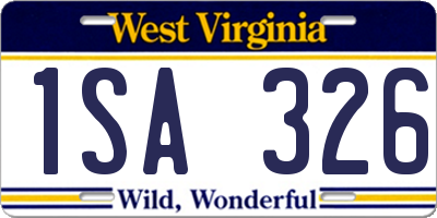 WV license plate 1SA326