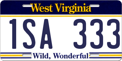 WV license plate 1SA333