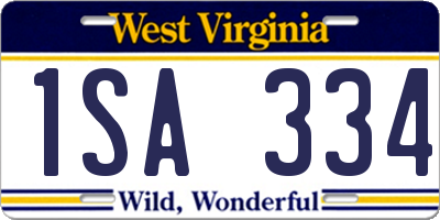WV license plate 1SA334