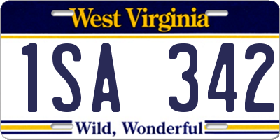 WV license plate 1SA342