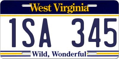WV license plate 1SA345