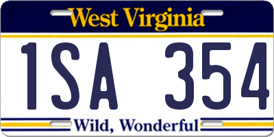 WV license plate 1SA354