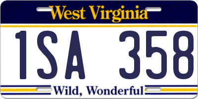 WV license plate 1SA358
