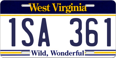 WV license plate 1SA361