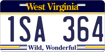 WV license plate 1SA364
