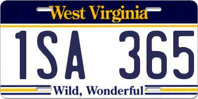 WV license plate 1SA365
