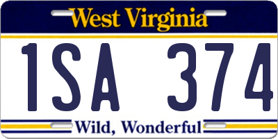 WV license plate 1SA374
