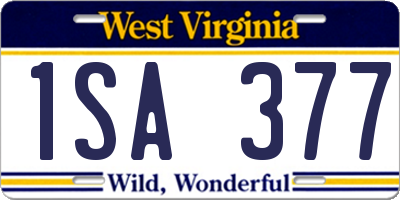 WV license plate 1SA377