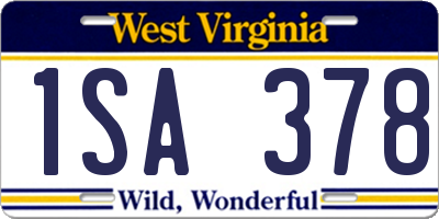 WV license plate 1SA378