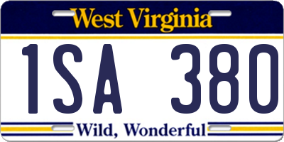 WV license plate 1SA380