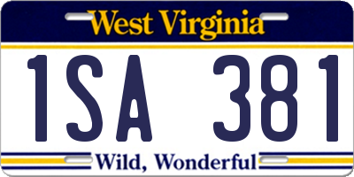 WV license plate 1SA381