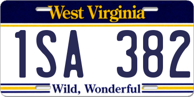 WV license plate 1SA382
