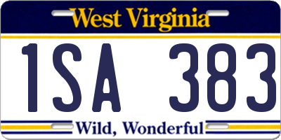 WV license plate 1SA383