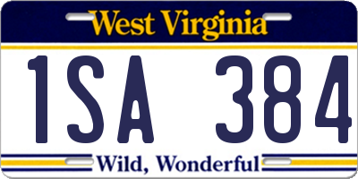 WV license plate 1SA384