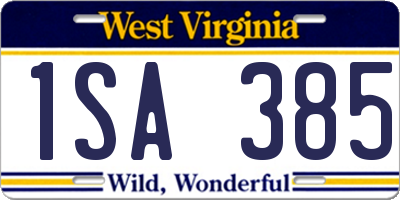 WV license plate 1SA385