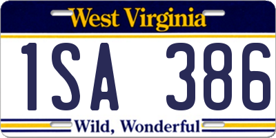 WV license plate 1SA386