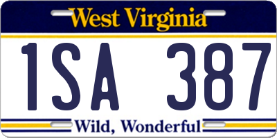 WV license plate 1SA387