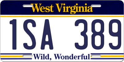 WV license plate 1SA389