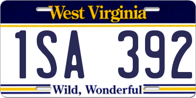 WV license plate 1SA392