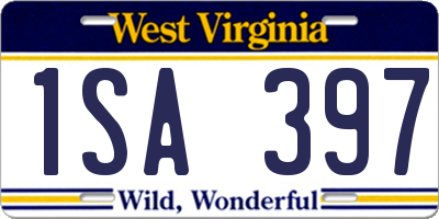 WV license plate 1SA397