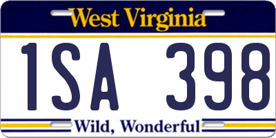 WV license plate 1SA398