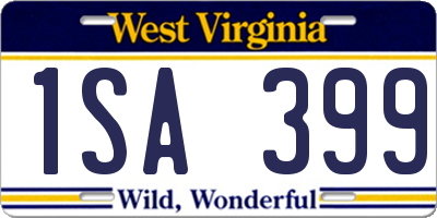 WV license plate 1SA399