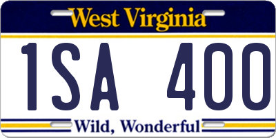 WV license plate 1SA400