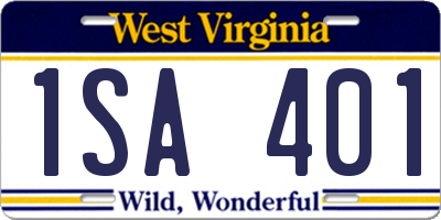 WV license plate 1SA401