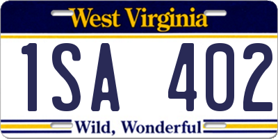 WV license plate 1SA402