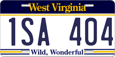 WV license plate 1SA404
