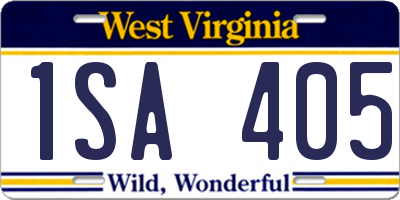 WV license plate 1SA405