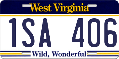 WV license plate 1SA406