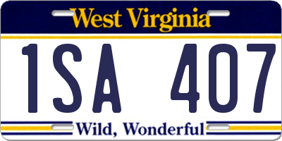 WV license plate 1SA407