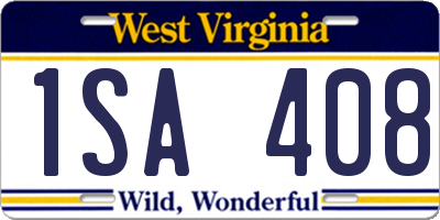 WV license plate 1SA408