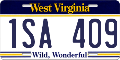 WV license plate 1SA409