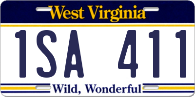 WV license plate 1SA411
