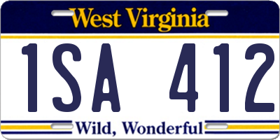 WV license plate 1SA412
