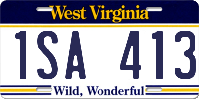 WV license plate 1SA413