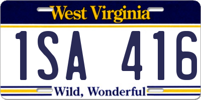WV license plate 1SA416