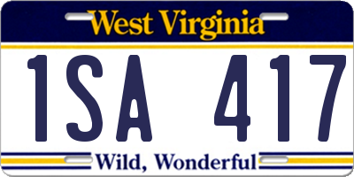 WV license plate 1SA417