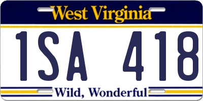 WV license plate 1SA418