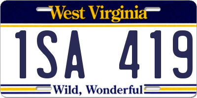 WV license plate 1SA419