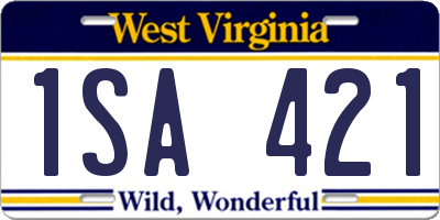 WV license plate 1SA421