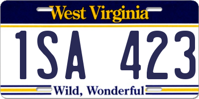 WV license plate 1SA423