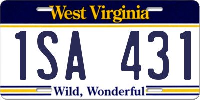 WV license plate 1SA431