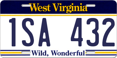 WV license plate 1SA432