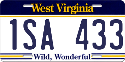 WV license plate 1SA433